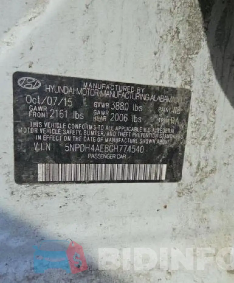 5NPDH4AE8GH774540 Photo# 10