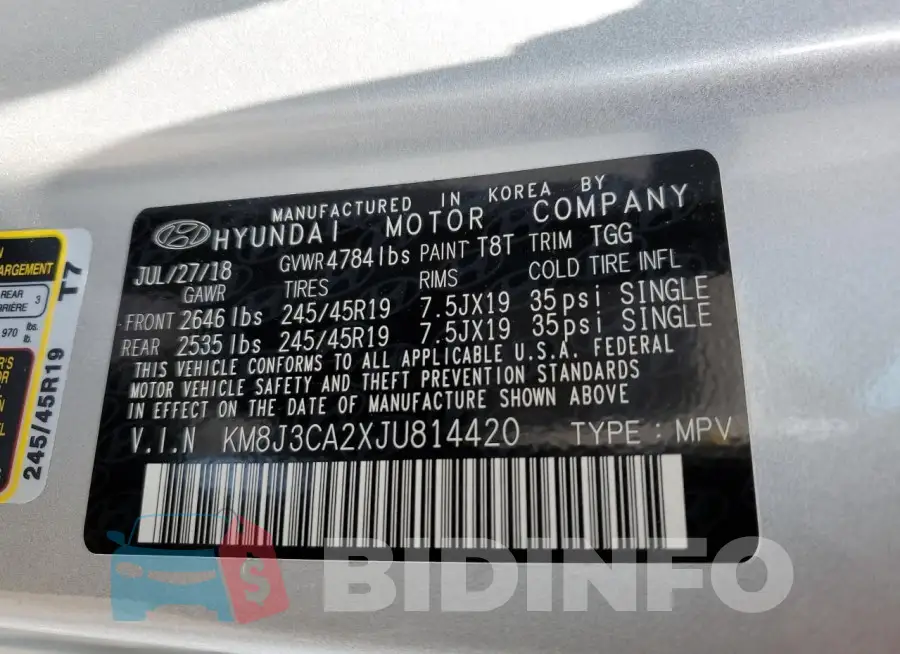 KM8J3CA2XJU814420 Photo# 13