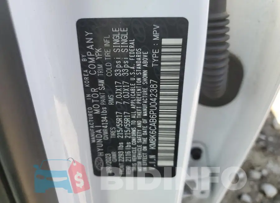 KM8K6CAB6PU042387 Photo# 12