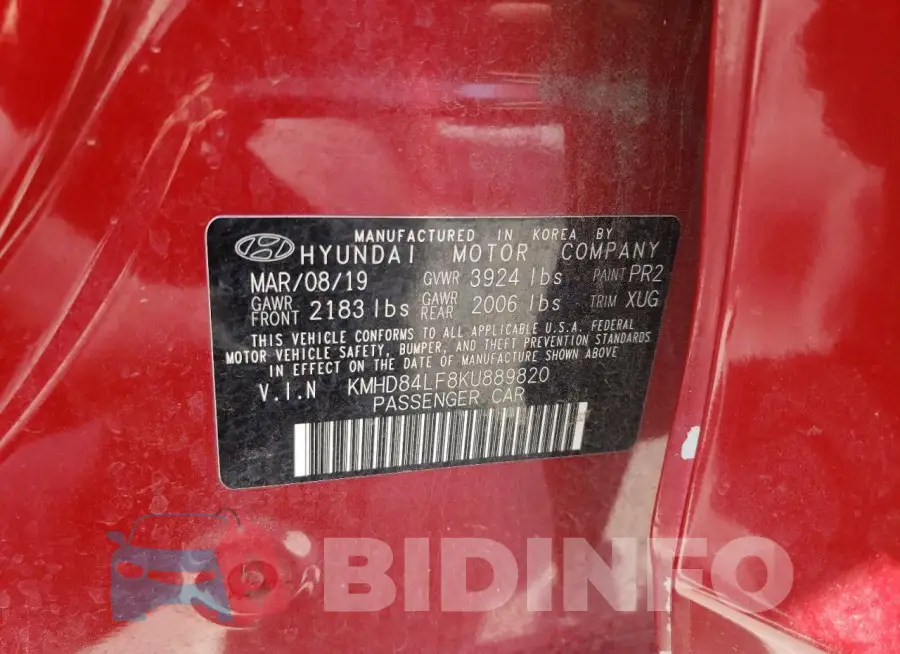 KMHD84LF8KU889820 Photo# 13