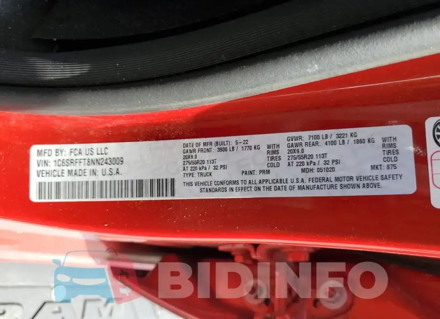 1C6SRFFT8NN243009 Photo# 12