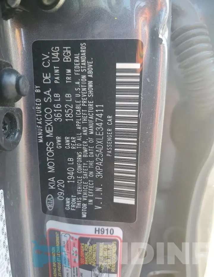 3KPA25ADXLE347411 Photo# 13