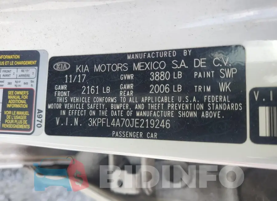 3KPFL4A70JE219246 Photo# 12