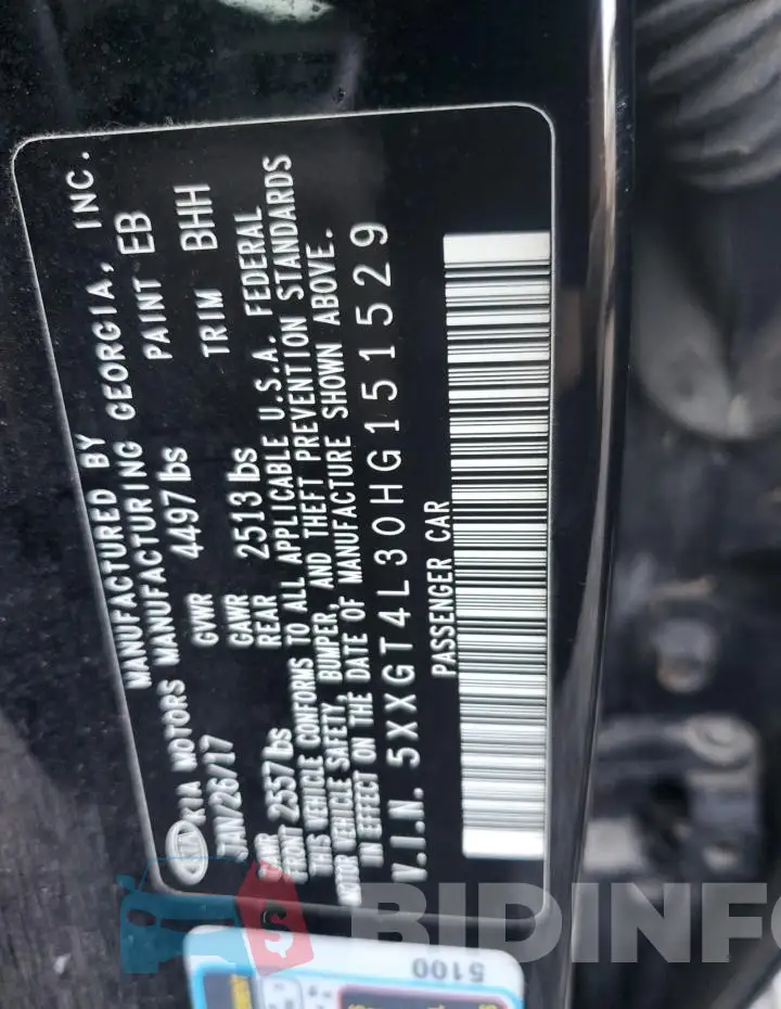 5XXGT4L30HG151529 Photo# 12
