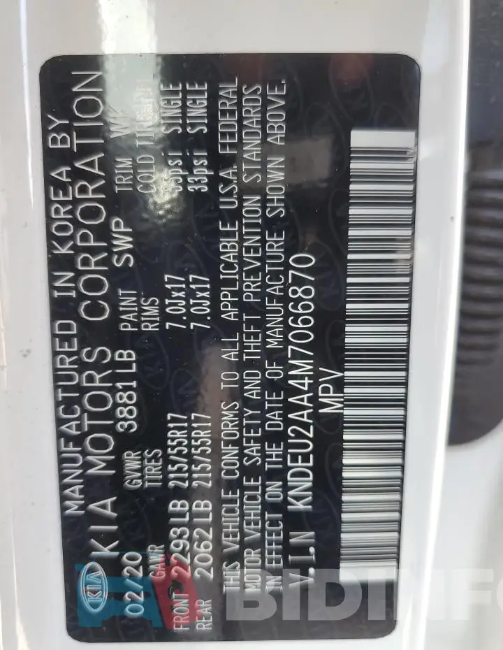 KNDEU2AA4M7066870 Photo# 13