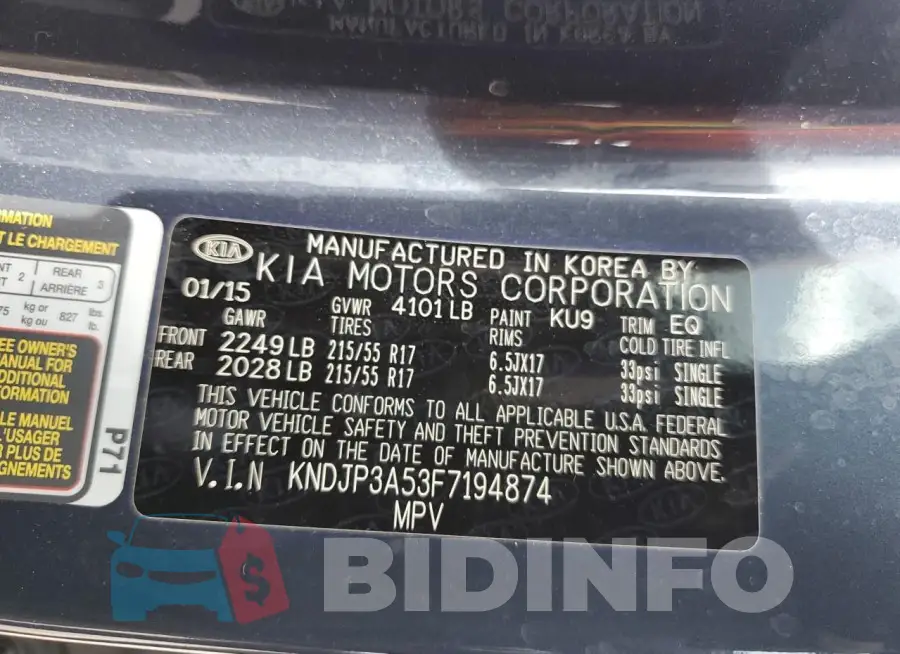 KNDJP3A53F7194874 Photo# 13