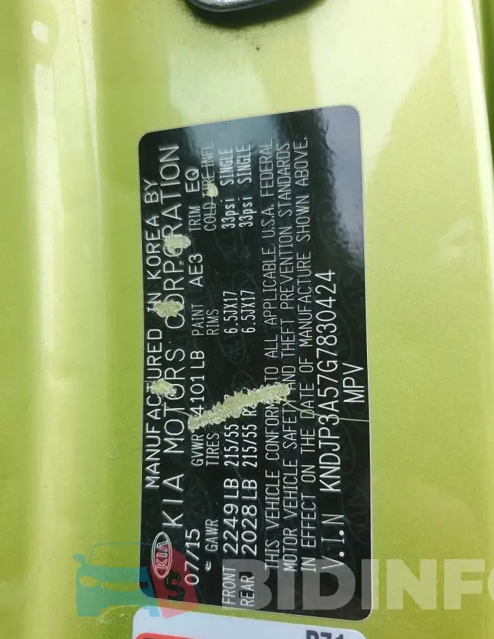 KNDJP3A57G7830424 Photo# 13
