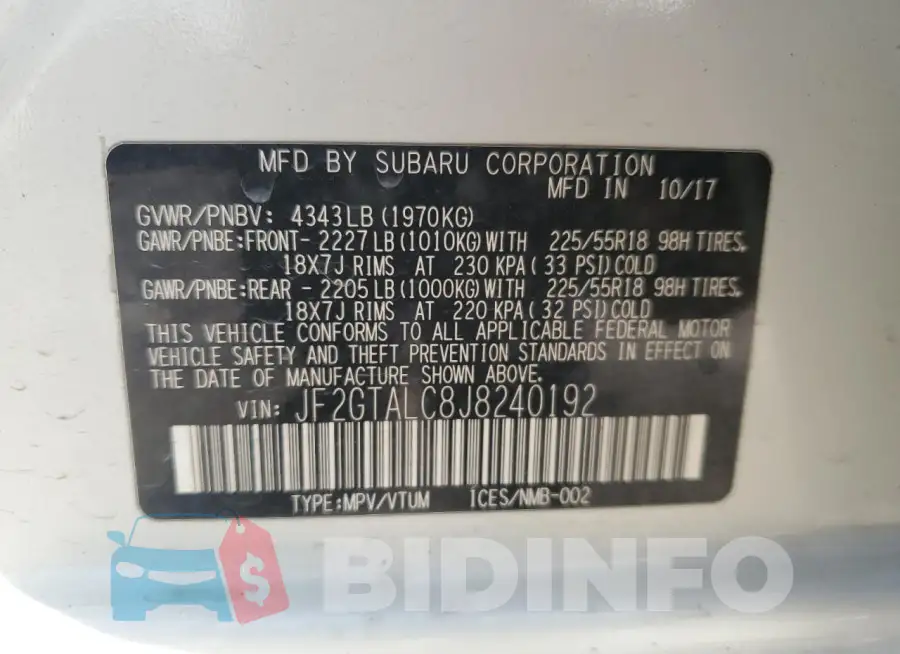 JF2GTALC8J8240192 Photo# 13