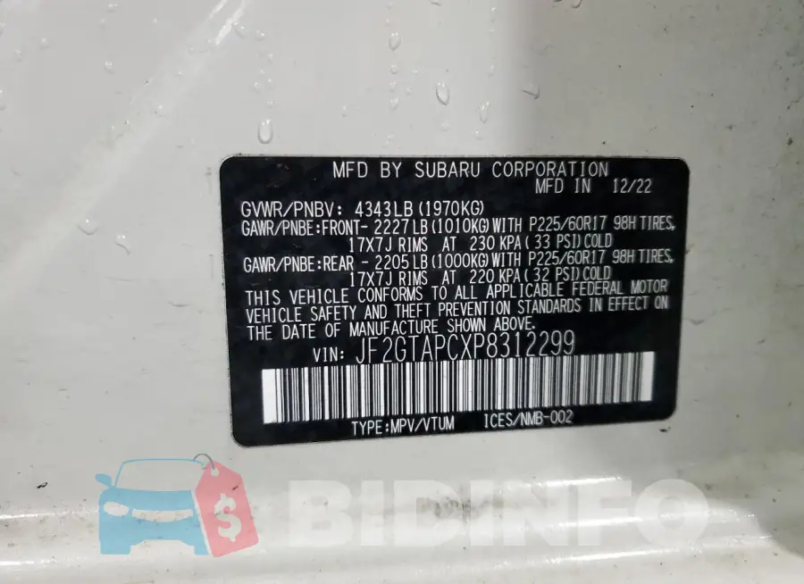 JF2GTAPCXP8312299 Photo# 13