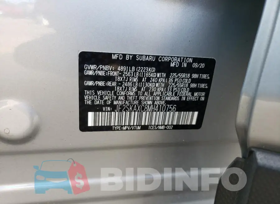 JF2SKAXC8MH410756 Photo# 13