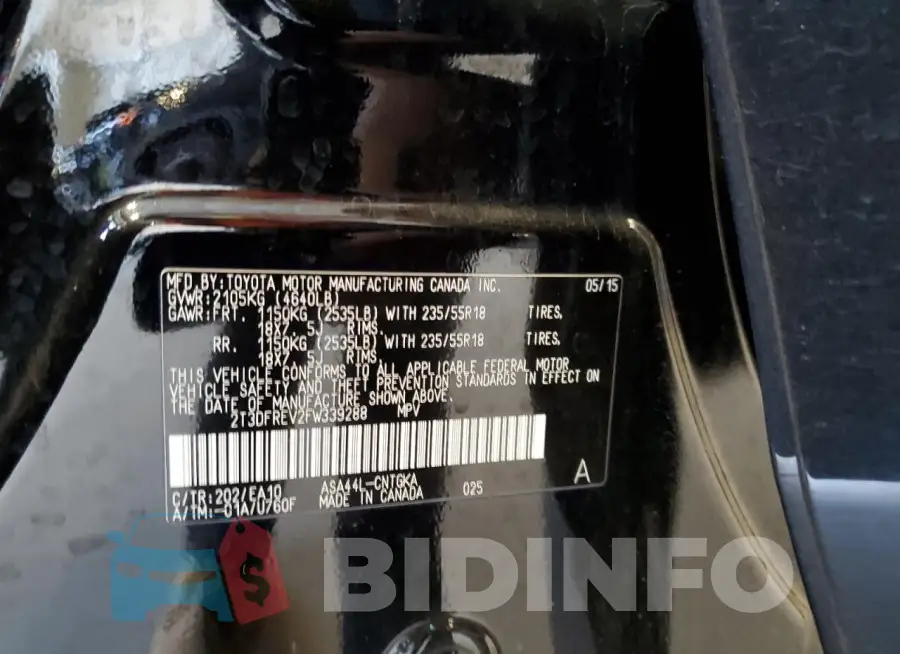 2T3DFREV2FW339288 Photo# 12
