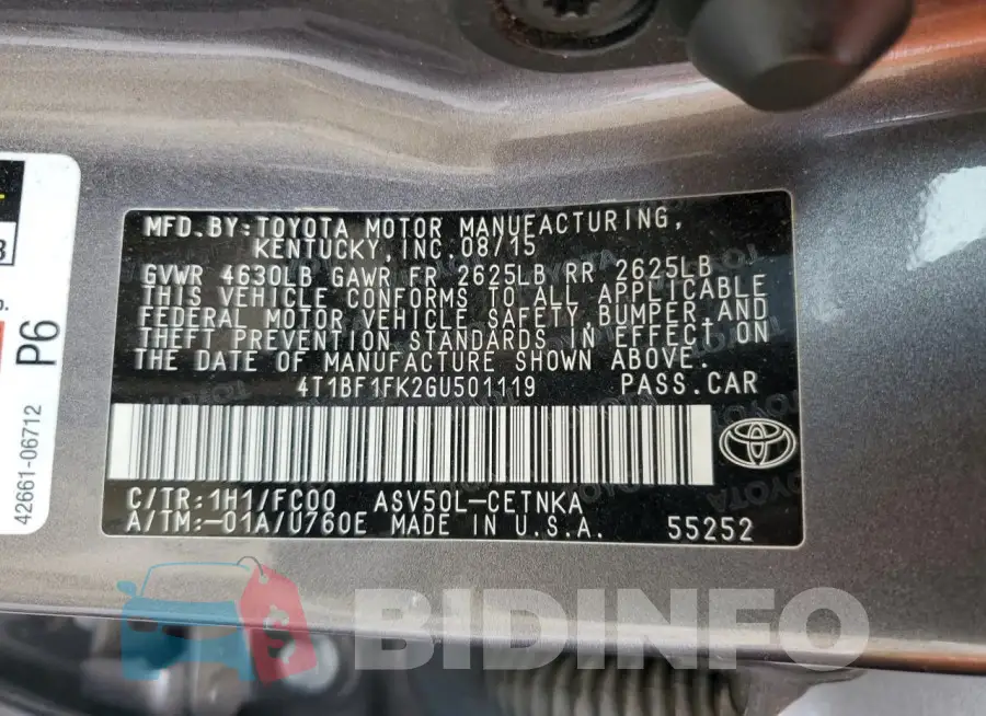 4T1BF1FK2GU501119 Photo# 12