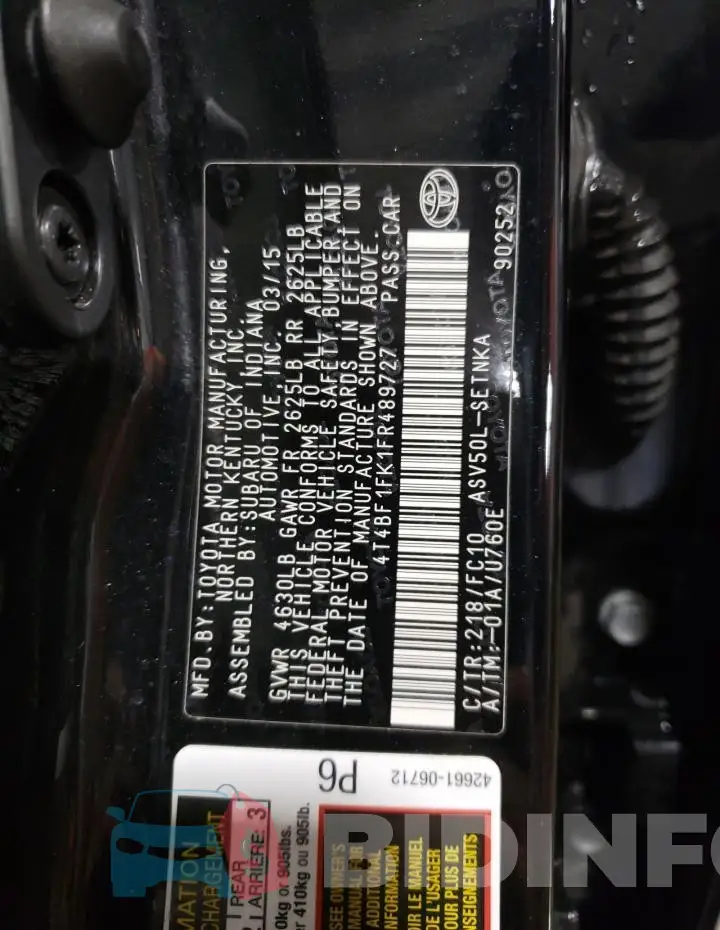 4T4BF1FK1FR489727 Photo# 12