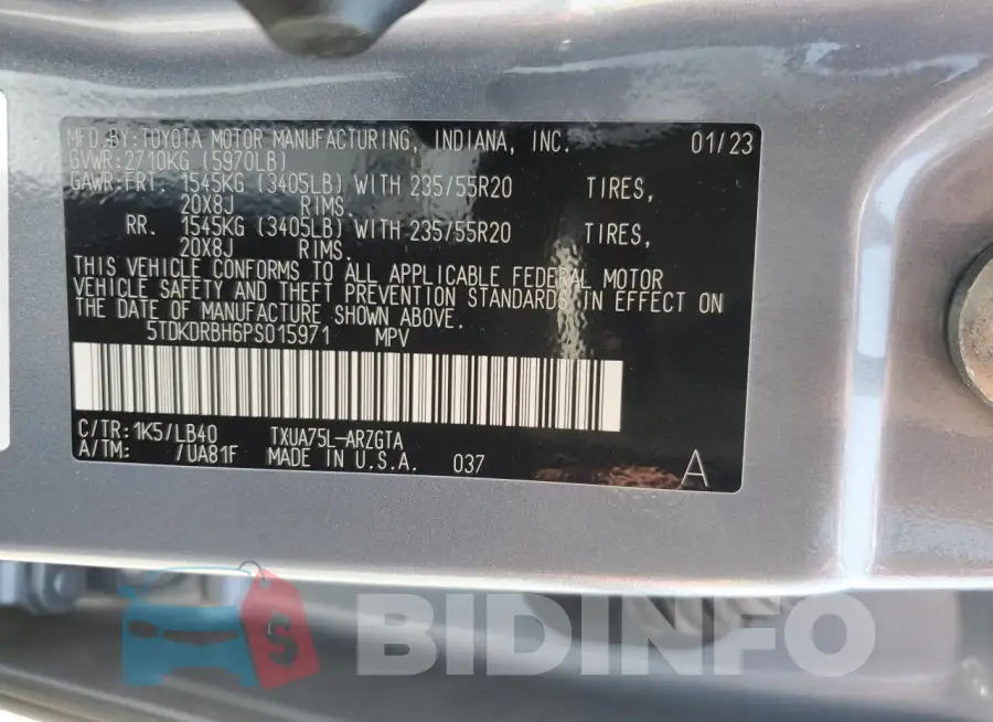 5TDKDRBH6PS015971 Photo# 13
