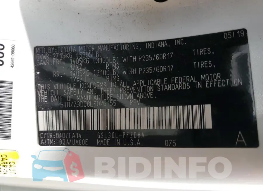 5TDZZ3DC8LS026155 Photo# 13