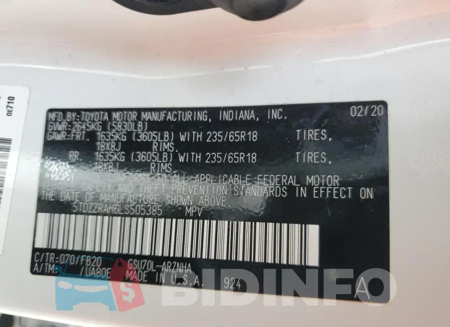 5TDZZRAH6LS505385 Photo# 13