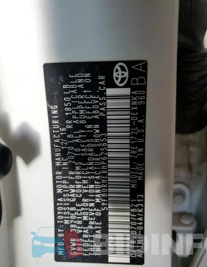 5YFBURHE8HP625653 Photo# 12