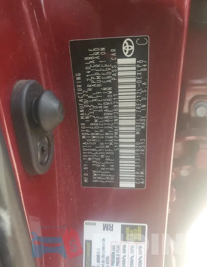 5YFEPMAE3NP369211 Photo# 13