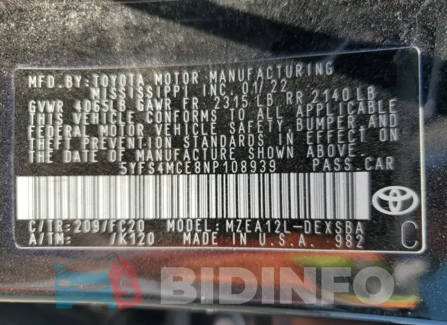 5YFS4MCE8NP108939 Photo# 12