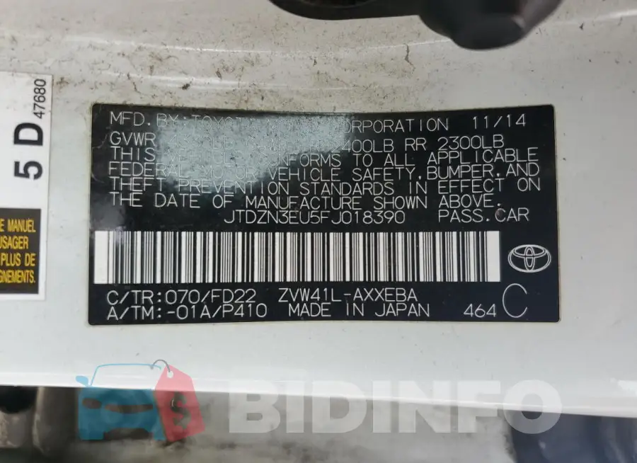 JTDZN3EU5FJ018390 Photo# 12