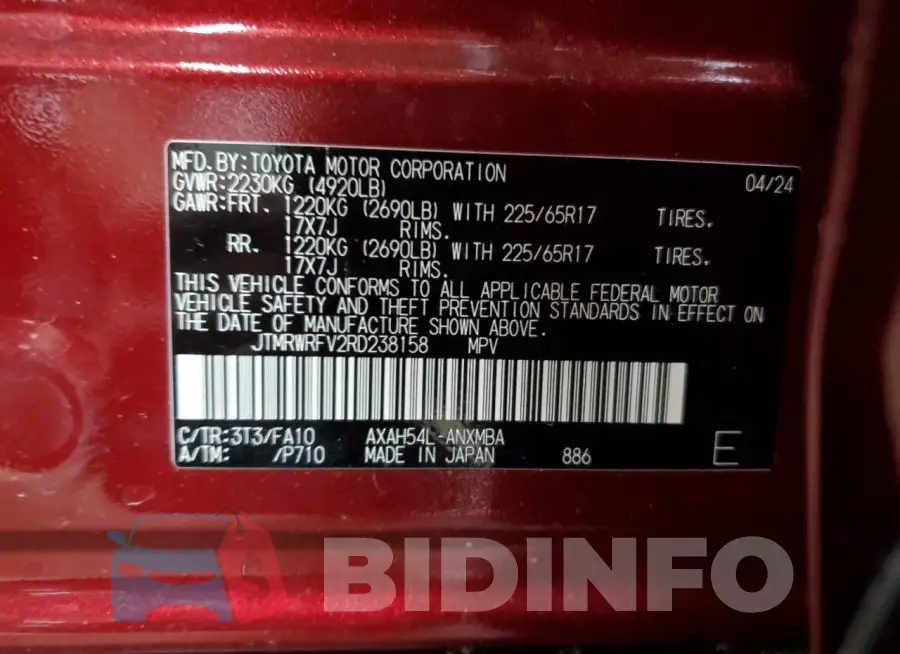JTMRWRFV2RD238158 Photo# 13