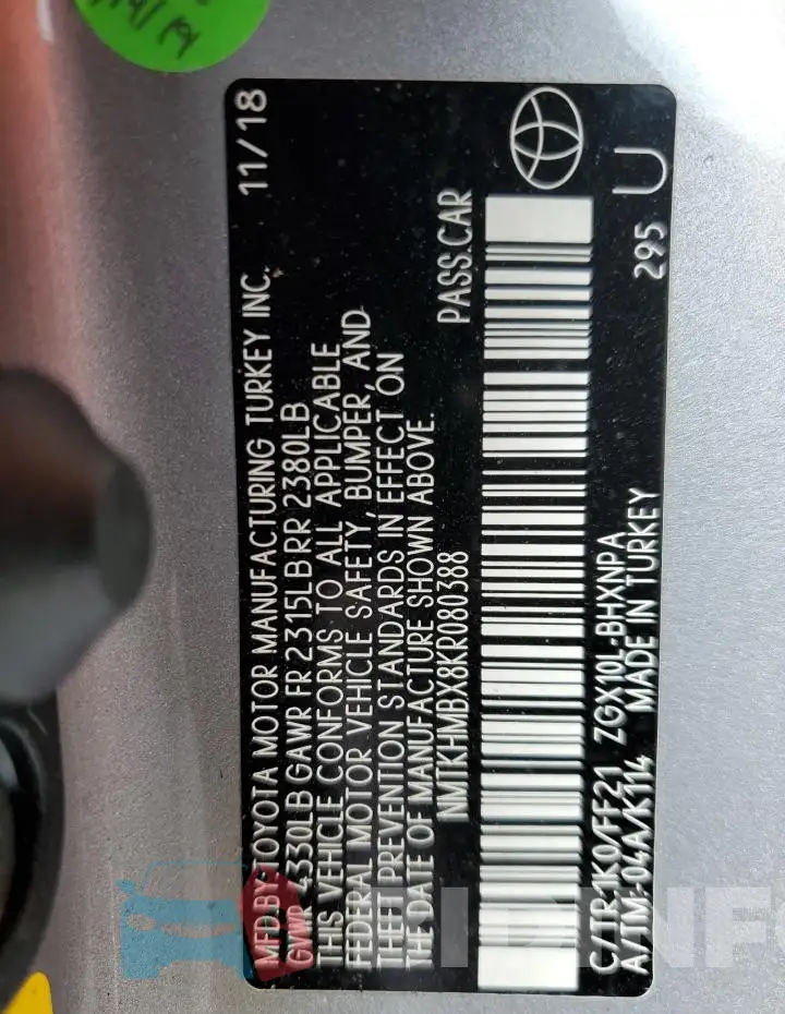 NMTKHMBX8KR080388 Photo# 13