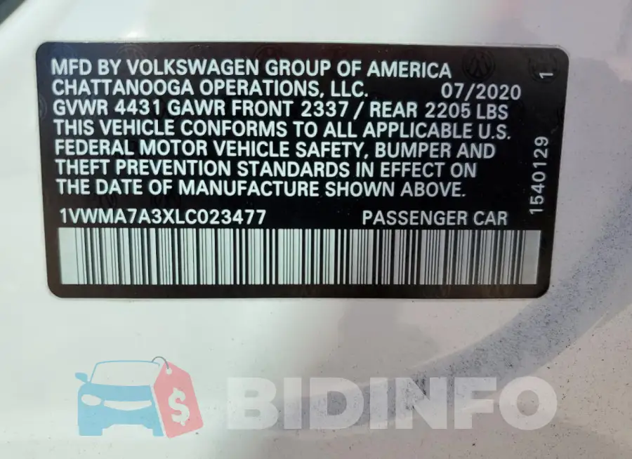 1VWMA7A3XLC023477 Photo# 13