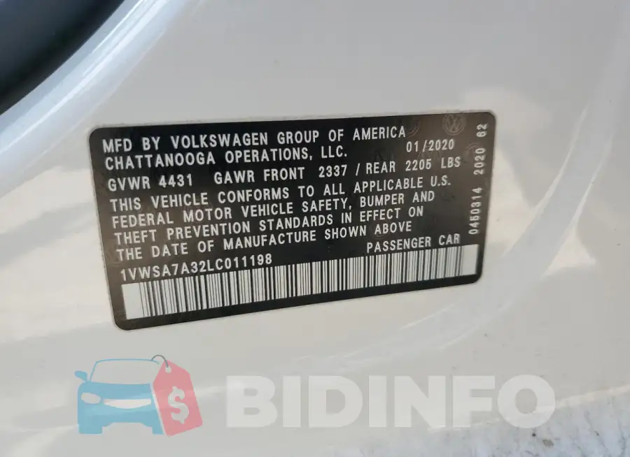 1VWSA7A32LC011198 Photo# 12