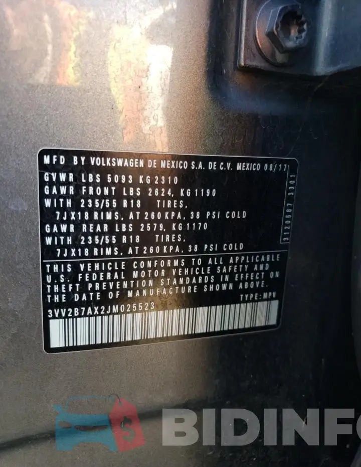 3VV2B7AX2JM025523 Photo# 13