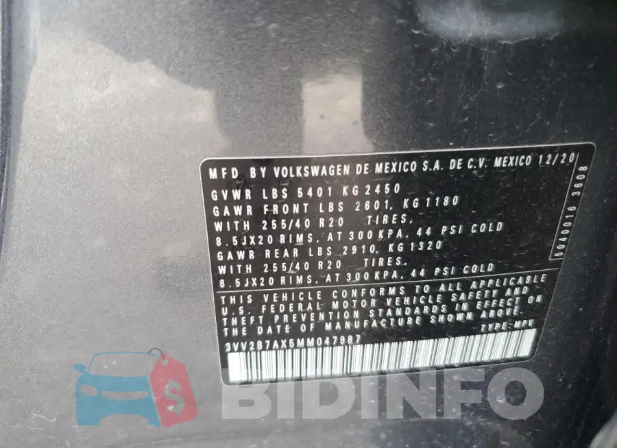 3VV2B7AX5MM047987 Photo# 13