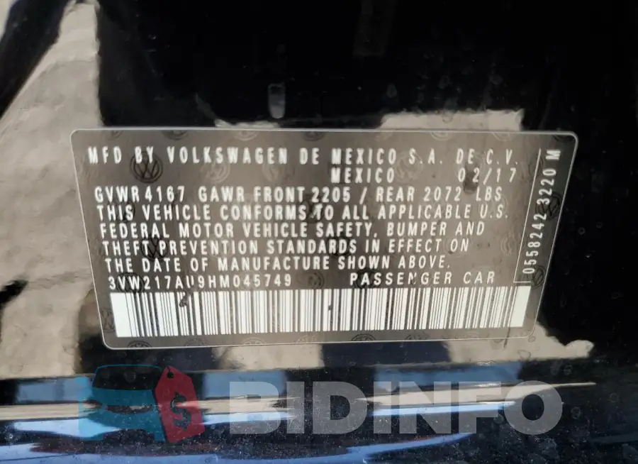 3VW217AU9HM045749 Photo# 12