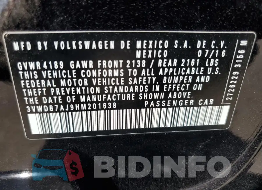 3VWDB7AJ9HM201638 Photo# 13