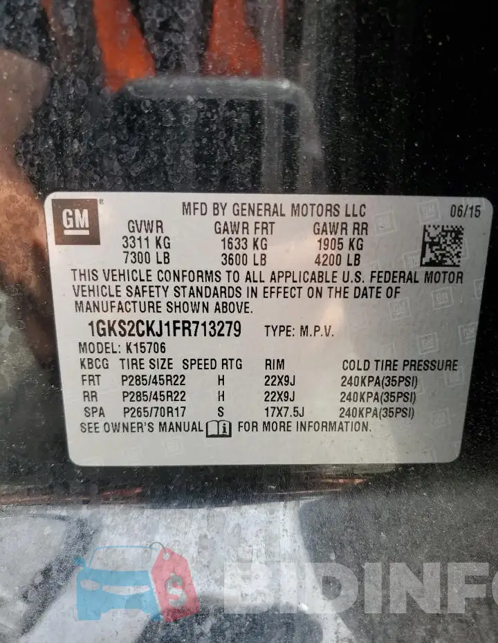 1GKS2CKJ1FR713279 Photo# 13
