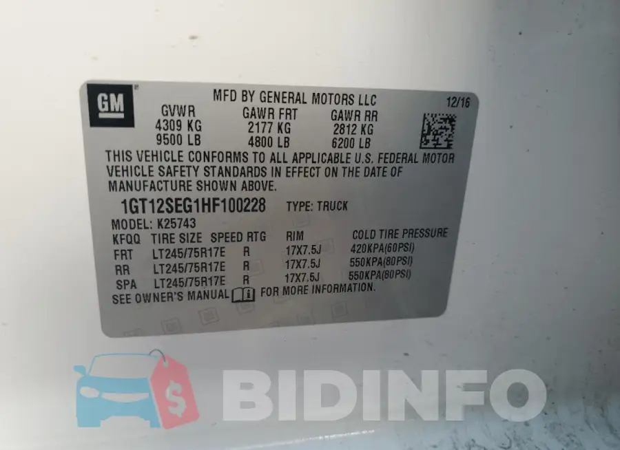 1GT12SEG1HF100228 Photo# 12