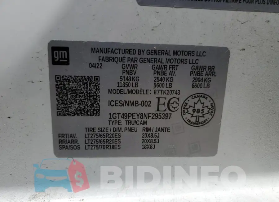 1GT49PEY8NF295397 Photo# 13
