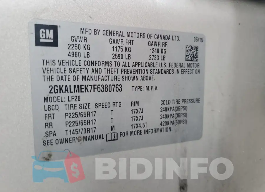 2GKALMEK7F6380763 Photo# 13