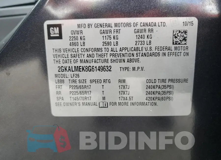 2GKALMEK8G6149632 Photo# 14