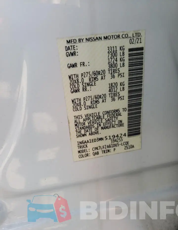 1N6AA1ED3MN519424 Photo# 13