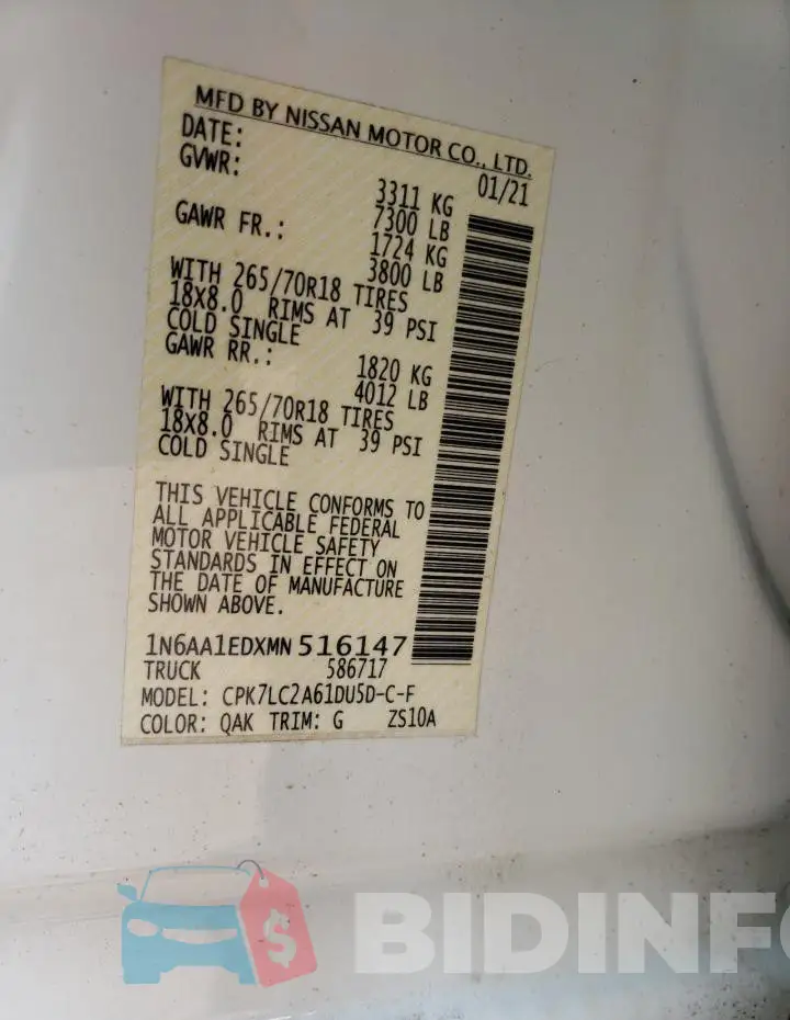 1N6AA1EDXMN516147 Photo# 13
