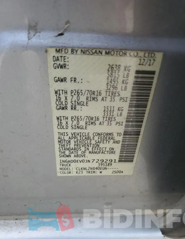 1N6AD0EV0JN729291 Photo# 12
