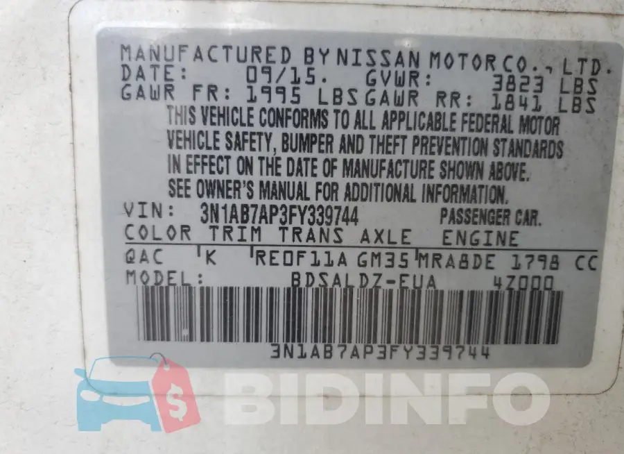 3N1AB7AP3FY339744 Photo# 12