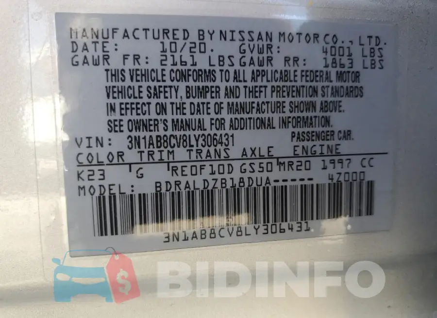 3N1AB8CV8LY306431 Photo# 12