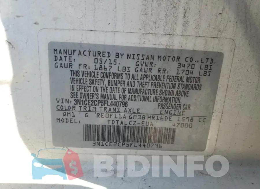 3N1CE2CP5FL440796 Photo# 12