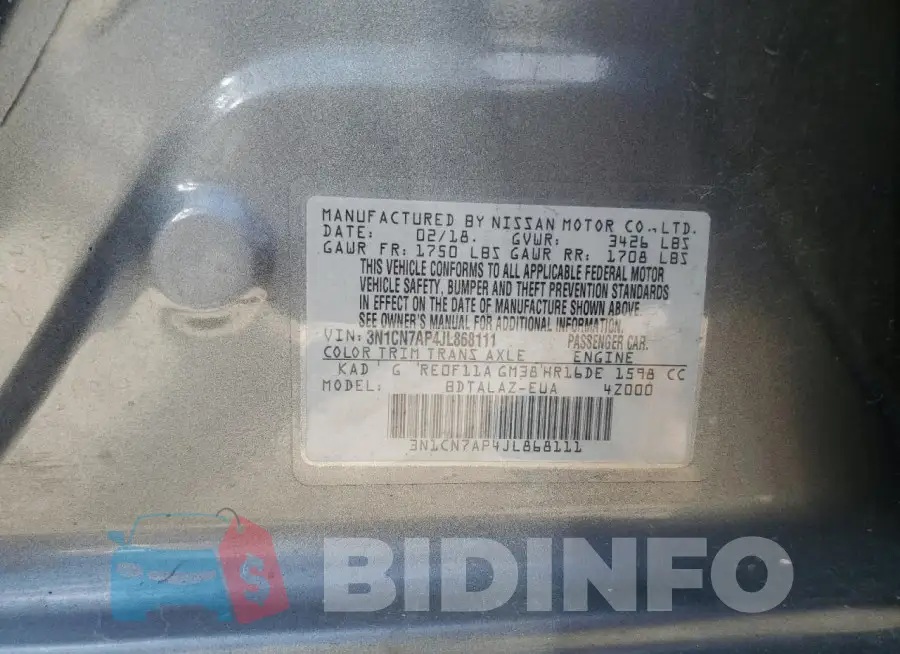 3N1CN7AP4JL868111 Photo# 12
