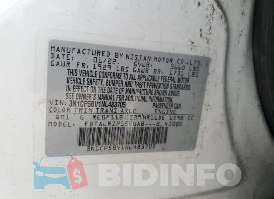3N1CP5BV1NL483705 Photo# 14