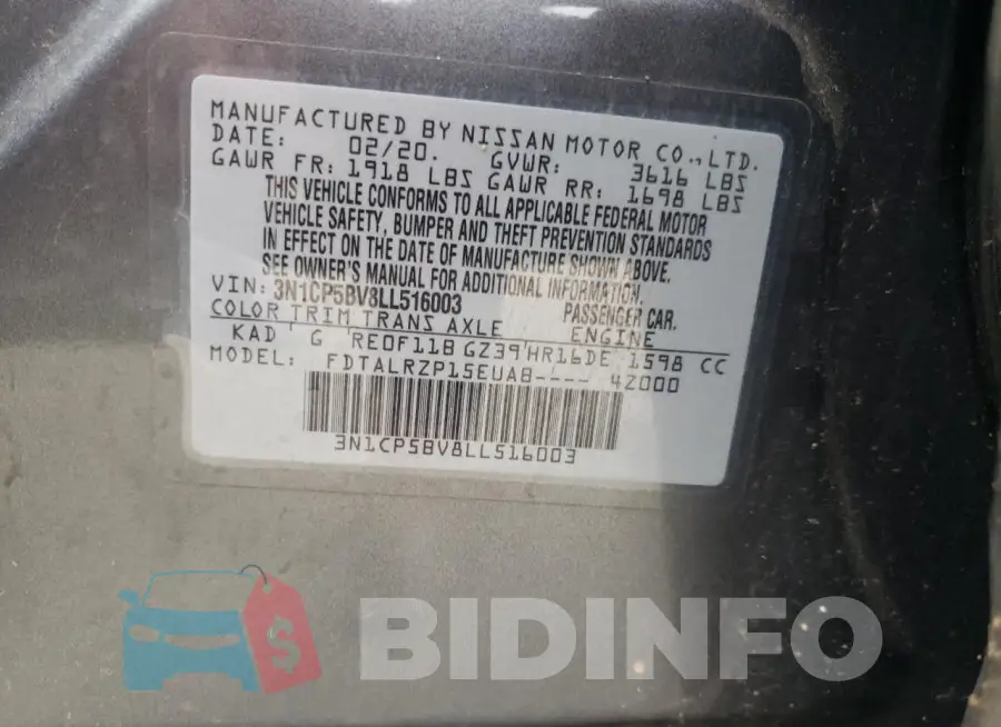 3N1CP5BV8LL516003 Photo# 12