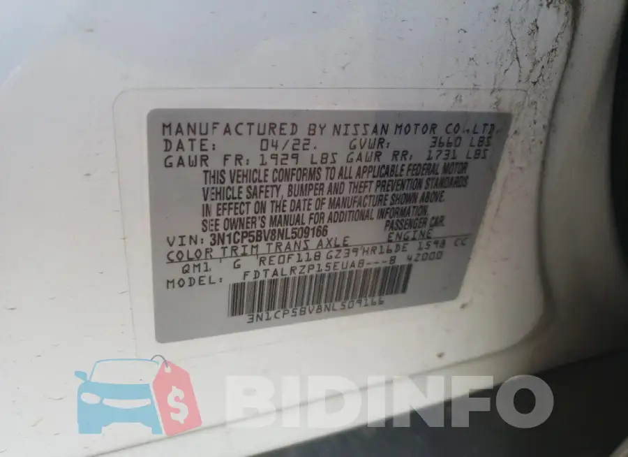 3N1CP5BV8NL509166 Photo# 13