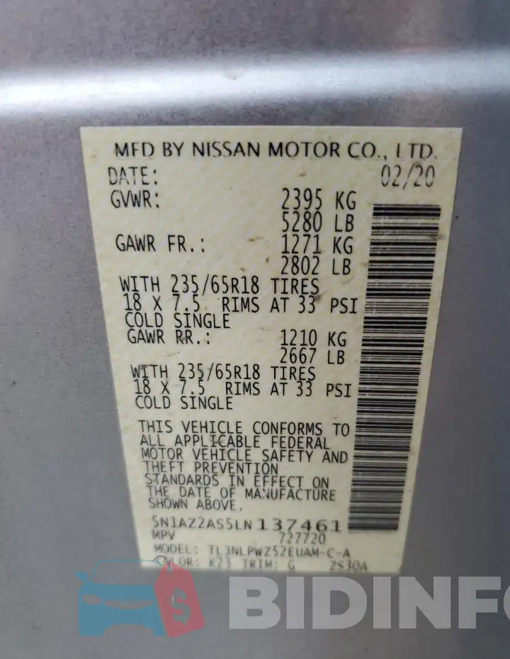 5N1AZ2AS5LN137461 Photo# 13
