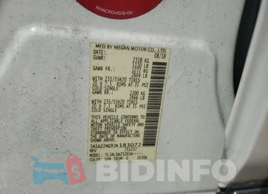 5N1AZ2MG9JN183072 Photo# 13