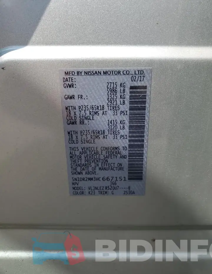 5N1DR2MM3HC667151 Photo# 13
